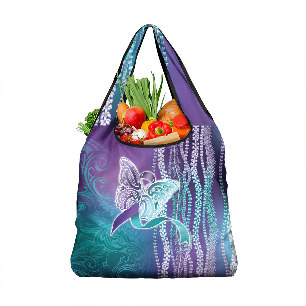 You Matter Suicide Prevention Support Grocery Bag Maile Pikake Lokelani Crown Flower Lei Inspired