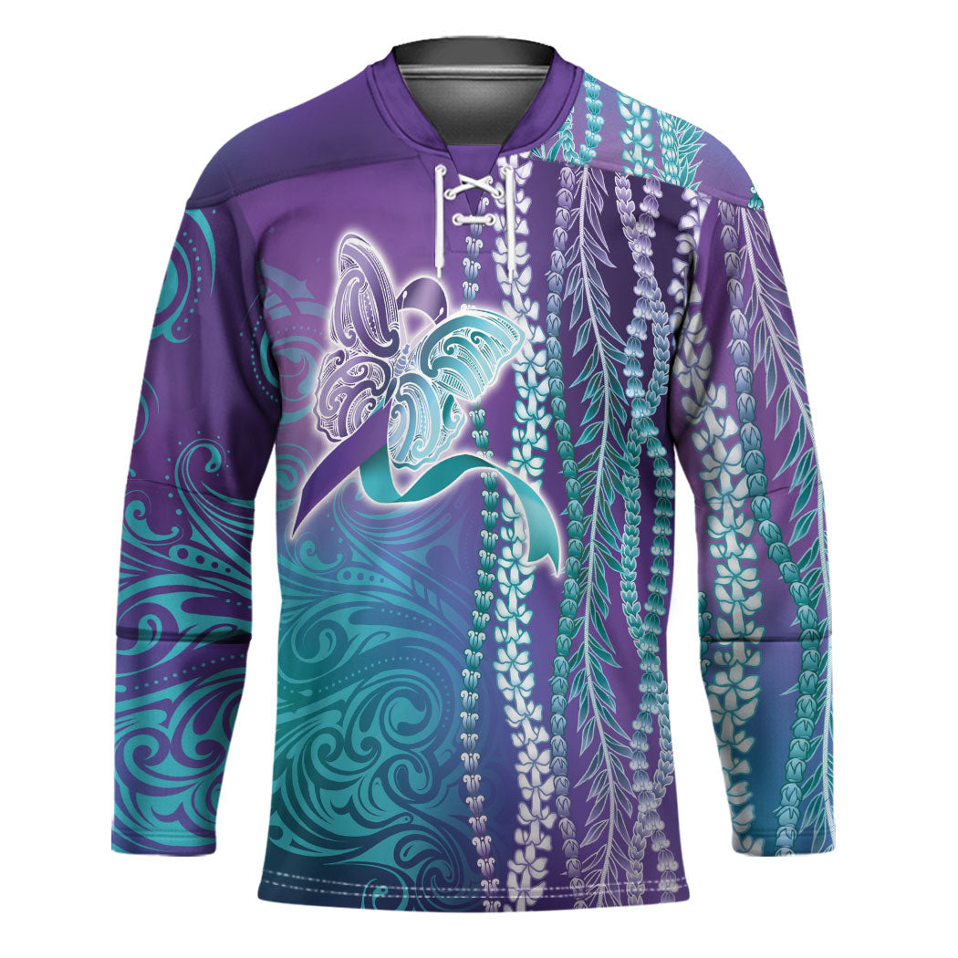 You Matter Suicide Prevention Support Hockey Jersey Maile Pikake Lokelani Crown Flower Lei Inspired