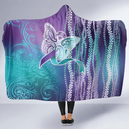 You Matter Suicide Prevention Support Hooded Blanket Maile Pikake Lokelani Crown Flower Lei Inspired
