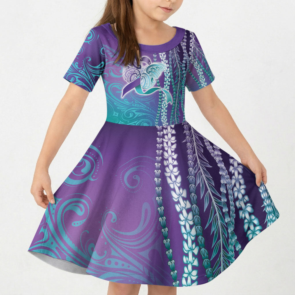 You Matter Suicide Prevention Support Kid Short Sleeve Dress Maile Pikake Lokelani Crown Flower Lei Inspired