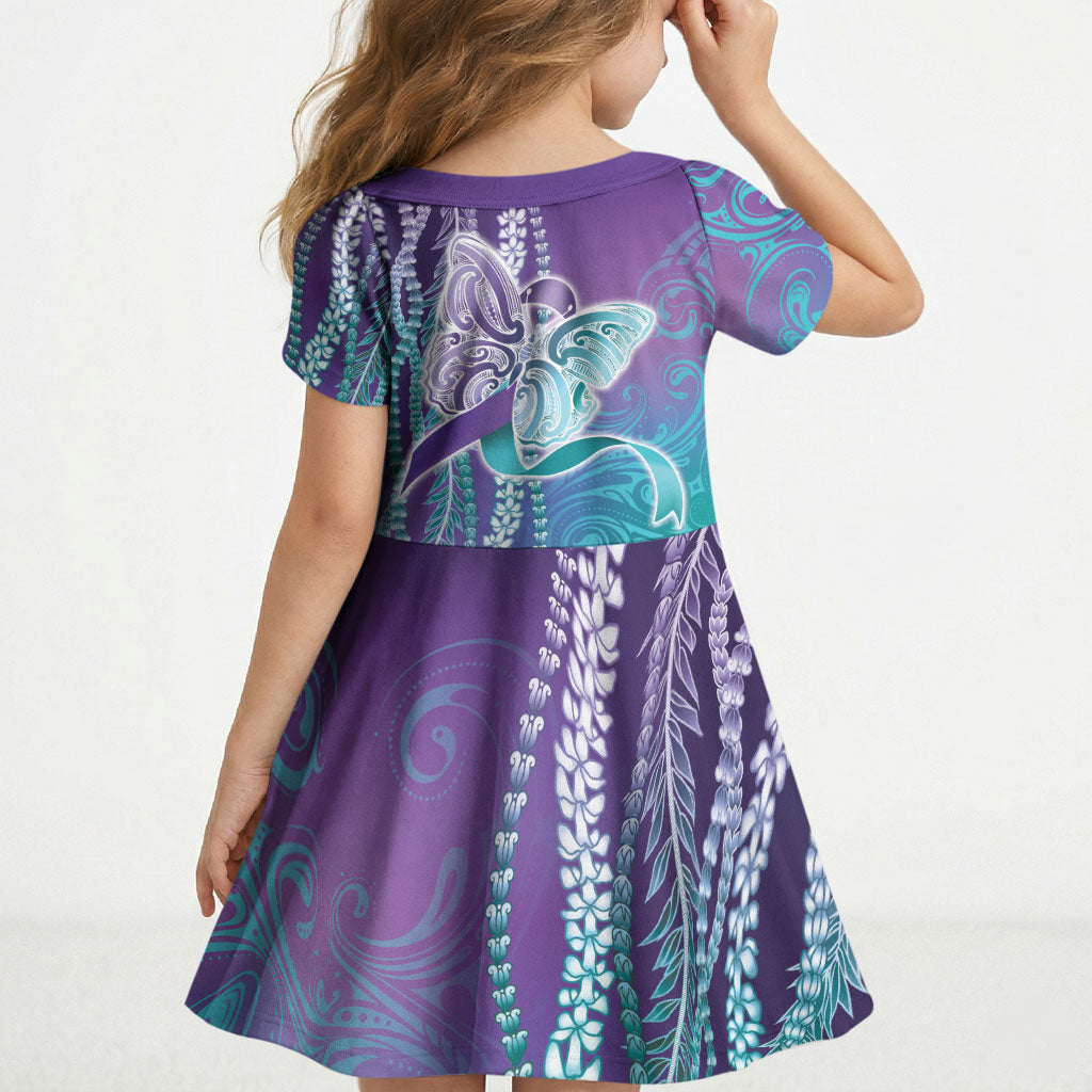You Matter Suicide Prevention Support Kid Short Sleeve Dress Maile Pikake Lokelani Crown Flower Lei Inspired