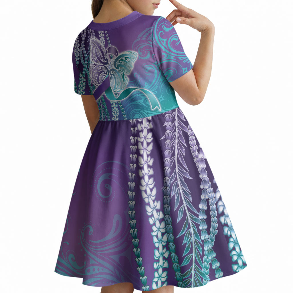 You Matter Suicide Prevention Support Kid Short Sleeve Dress Maile Pikake Lokelani Crown Flower Lei Inspired