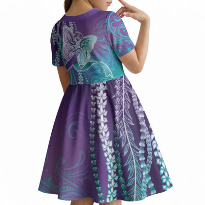 You Matter Suicide Prevention Support Kid Short Sleeve Dress Maile Pikake Lokelani Crown Flower Lei Inspired