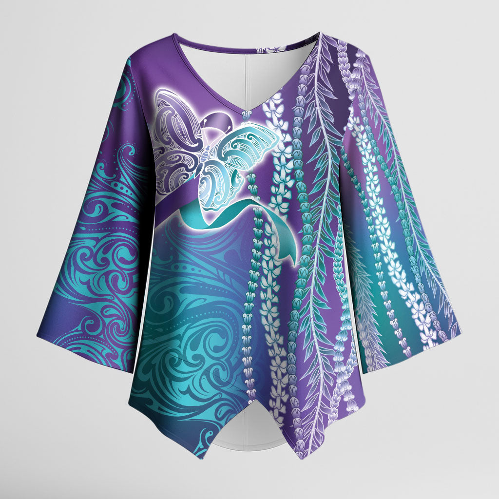 You Matter Suicide Prevention Support Kimono Sleeve Blouse Maile Pikake Lokelani Crown Flower Lei Inspired