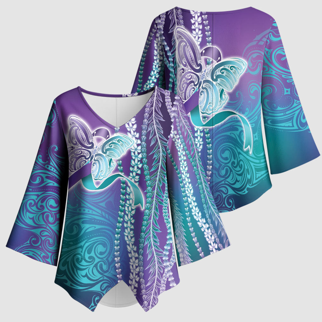 You Matter Suicide Prevention Support Kimono Sleeve Blouse Maile Pikake Lokelani Crown Flower Lei Inspired