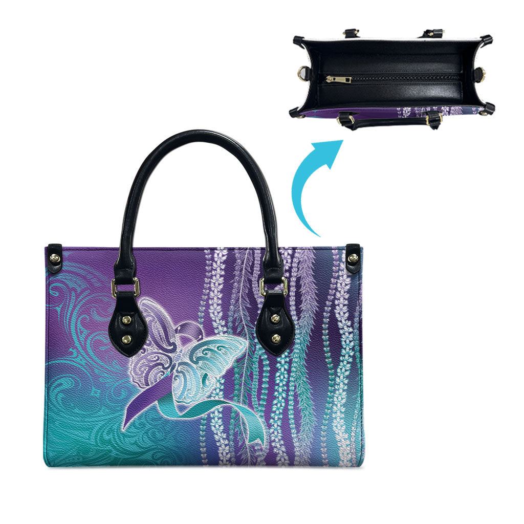 You Matter Suicide Prevention Support Leather Bag Maile Pikake Lokelani Crown Flower Lei Inspired