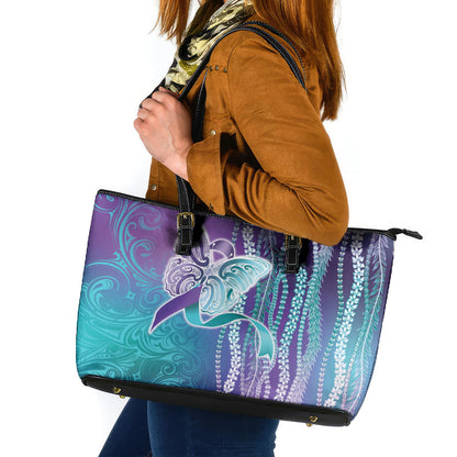 You Matter Suicide Prevention Support Leather Tote Bag Maile Pikake Lokelani Crown Flower Lei Inspired