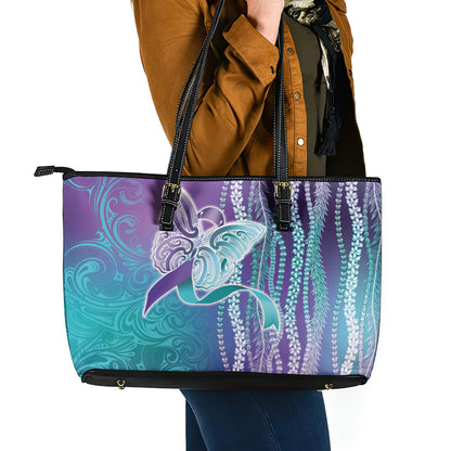 You Matter Suicide Prevention Support Leather Tote Bag Maile Pikake Lokelani Crown Flower Lei Inspired