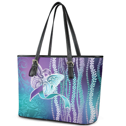 You Matter Suicide Prevention Support Leather Tote Bag Maile Pikake Lokelani Crown Flower Lei Inspired