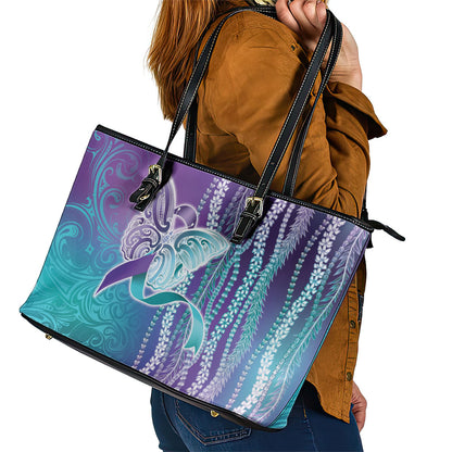 You Matter Suicide Prevention Support Leather Tote Bag Maile Pikake Lokelani Crown Flower Lei Inspired