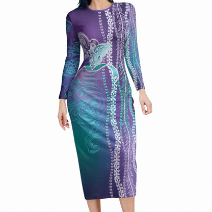 You Matter Suicide Prevention Support Long Sleeve Bodycon Dress Maile Pikake Lokelani Crown Flower Lei Inspired