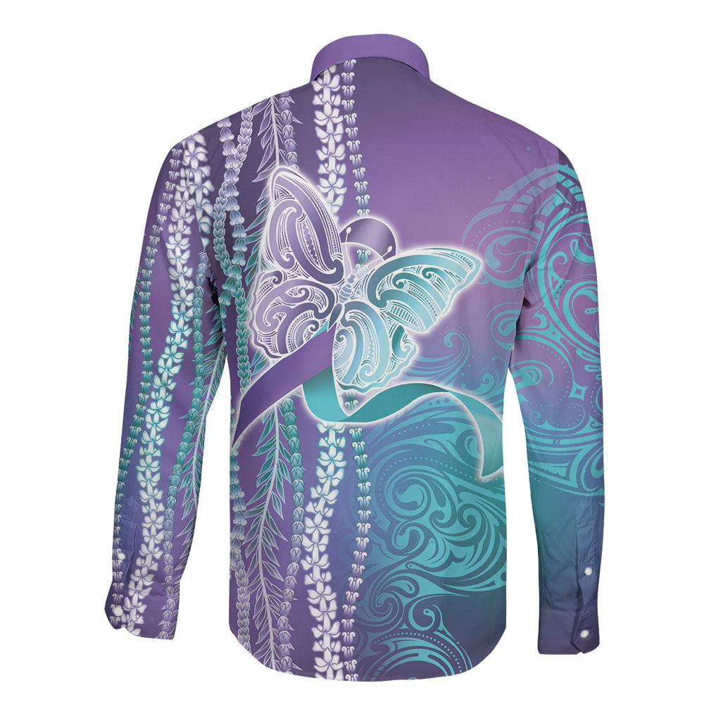 You Matter Suicide Prevention Support Long Sleeve Button Shirt Maile Pikake Lokelani Crown Flower Lei Inspired