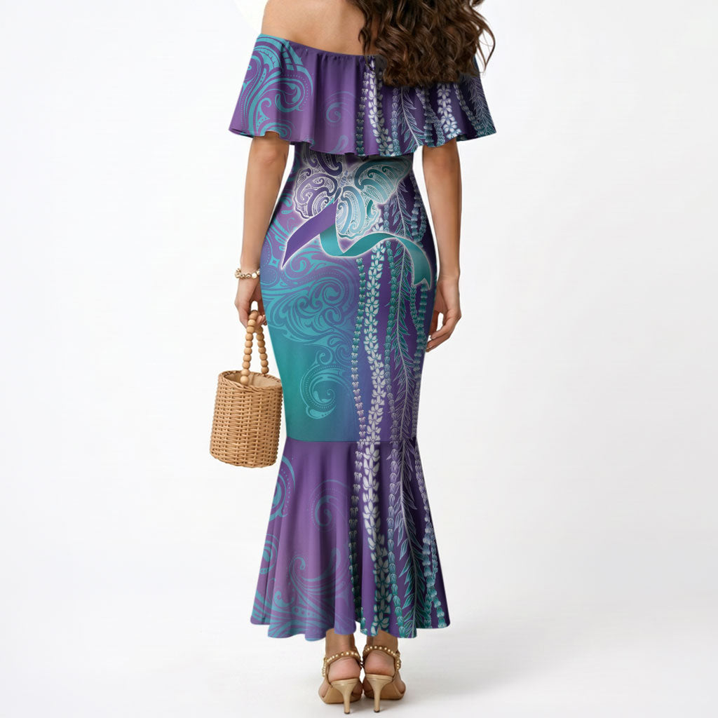 You Matter Suicide Prevention Support Mermaid Dress Maile Pikake Lokelani Crown Flower Lei Inspired