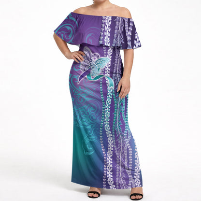 You Matter Suicide Prevention Support Off Shoulder Maxi Dress Maile Pikake Lokelani Crown Flower Lei Inspired