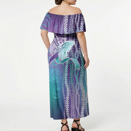 You Matter Suicide Prevention Support Off Shoulder Maxi Dress Maile Pikake Lokelani Crown Flower Lei Inspired