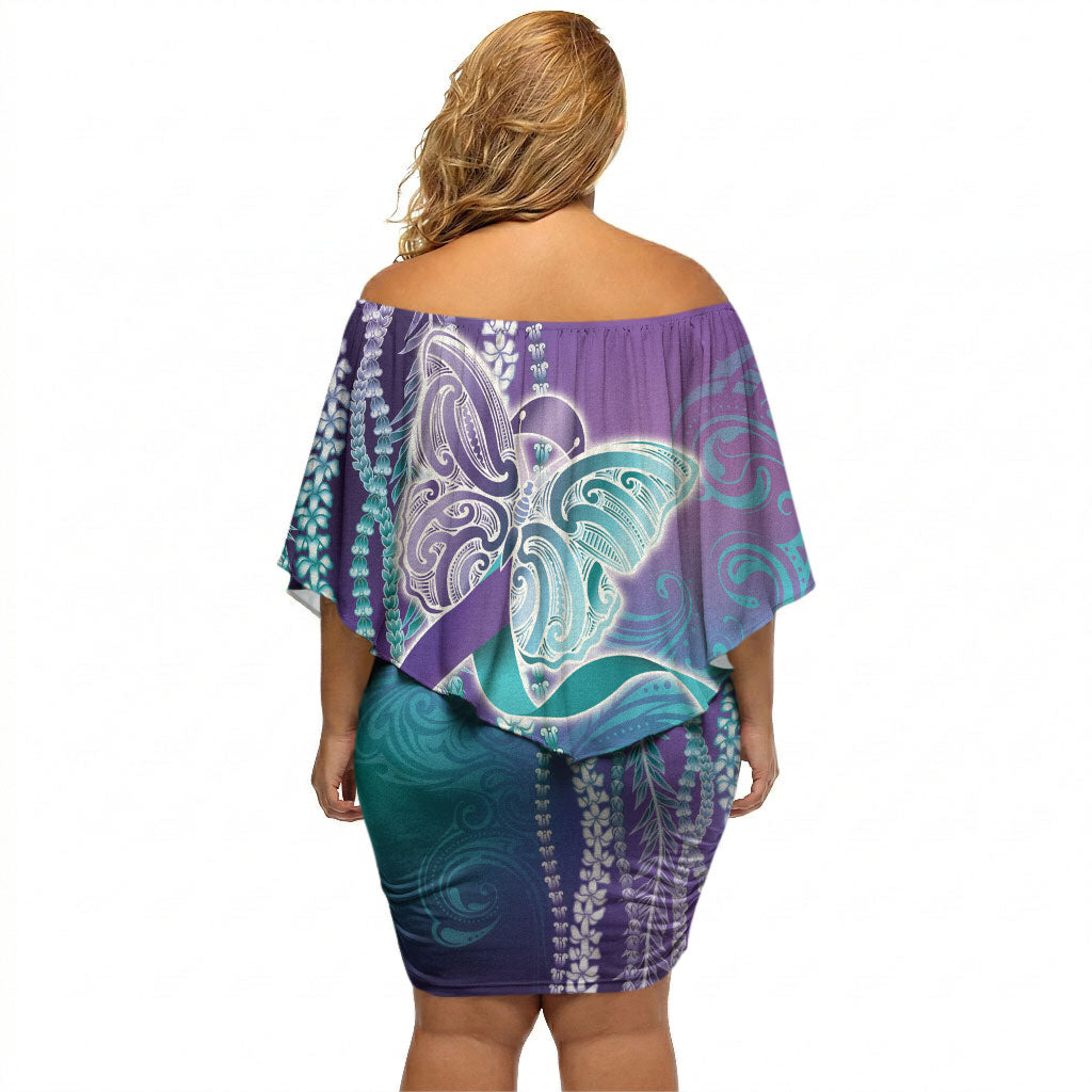 You Matter Suicide Prevention Support Off Shoulder Short Dress Maile Pikake Lokelani Crown Flower Lei Inspired