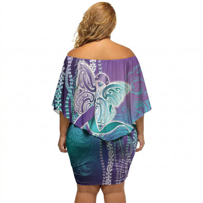 You Matter Suicide Prevention Support Off Shoulder Short Dress Maile Pikake Lokelani Crown Flower Lei Inspired