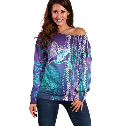 You Matter Suicide Prevention Support Off Shoulder Sweater Maile Pikake Lokelani Crown Flower Lei Inspired