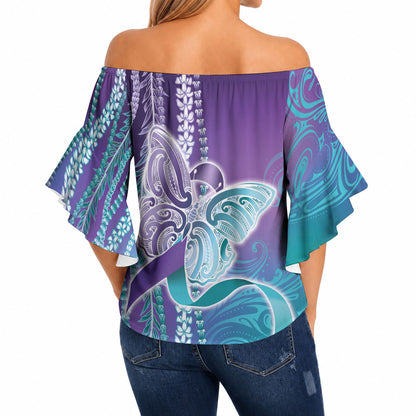 You Matter Suicide Prevention Support Off Shoulder Wrap Waist Top Maile Pikake Lokelani Crown Flower Lei Inspired