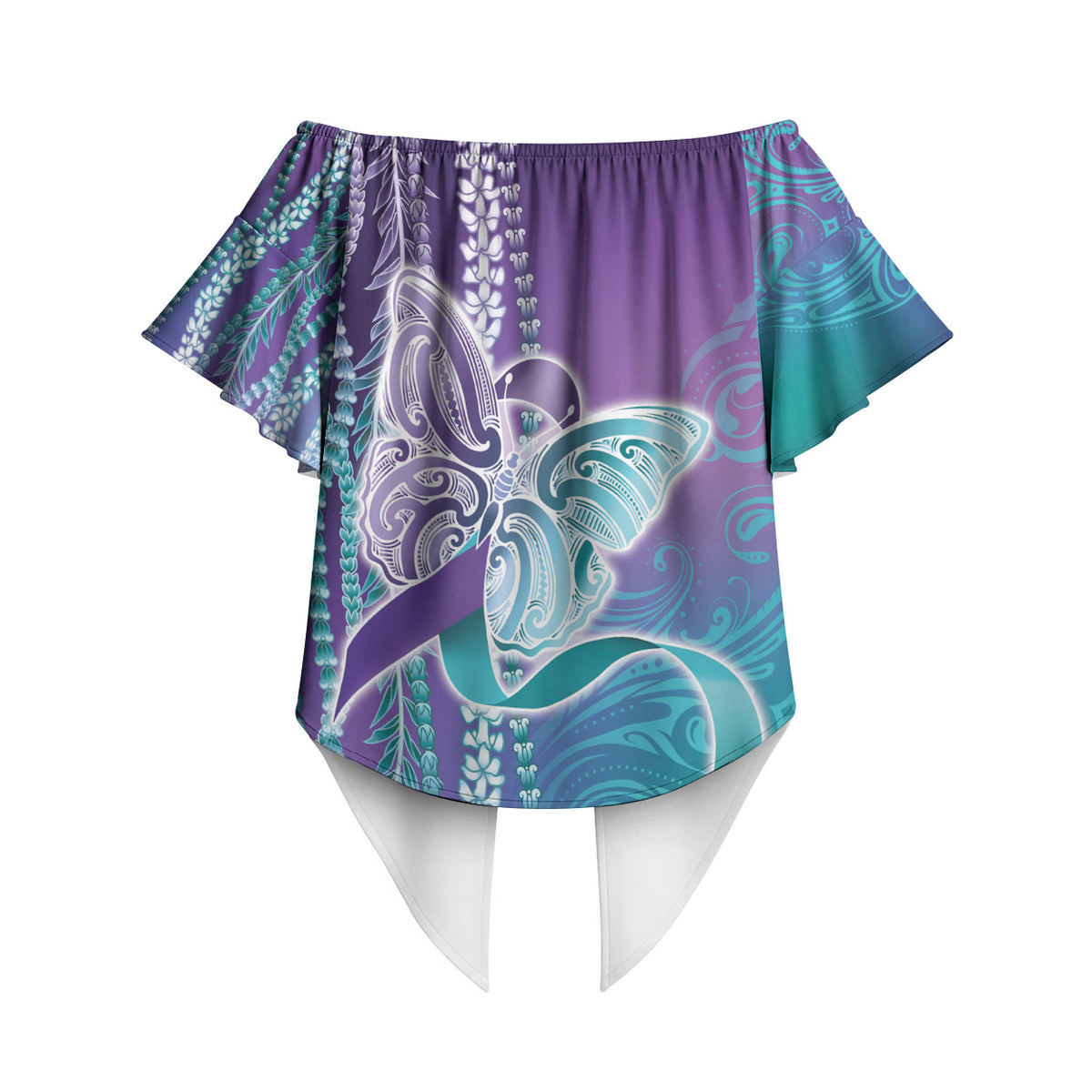 You Matter Suicide Prevention Support Off Shoulder Wrap Waist Top Maile Pikake Lokelani Crown Flower Lei Inspired