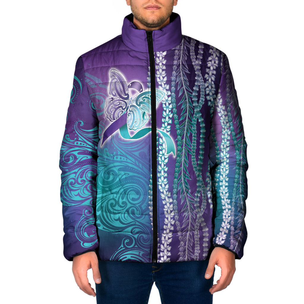 You Matter Suicide Prevention Support Padded Jacket Maile Pikake Lokelani Crown Flower Lei Inspired