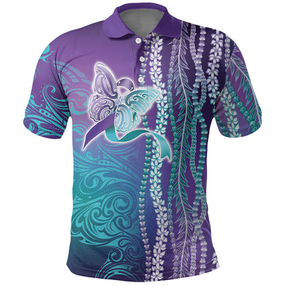 You Matter Suicide Prevention Support Polo Shirt Maile Pikake Lokelani Crown Flower Lei Inspired