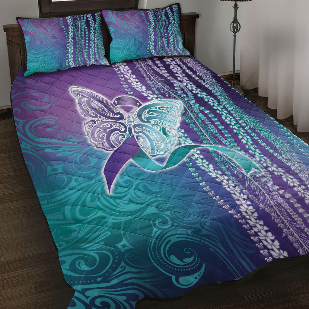 You Matter Suicide Prevention Support Quilt Bed Set Maile Pikake Lokelani Crown Flower Lei Inspired