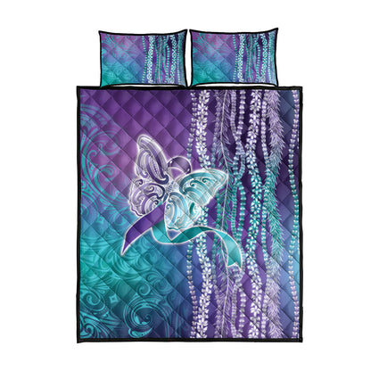 You Matter Suicide Prevention Support Quilt Bed Set Maile Pikake Lokelani Crown Flower Lei Inspired