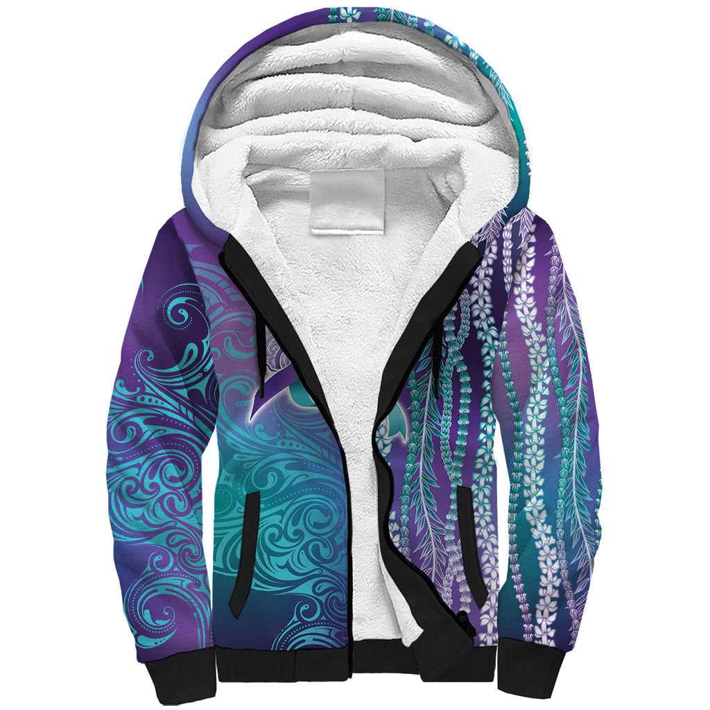 You Matter Suicide Prevention Support Sherpa Hoodie Maile Pikake Lokelani Crown Flower Lei Inspired