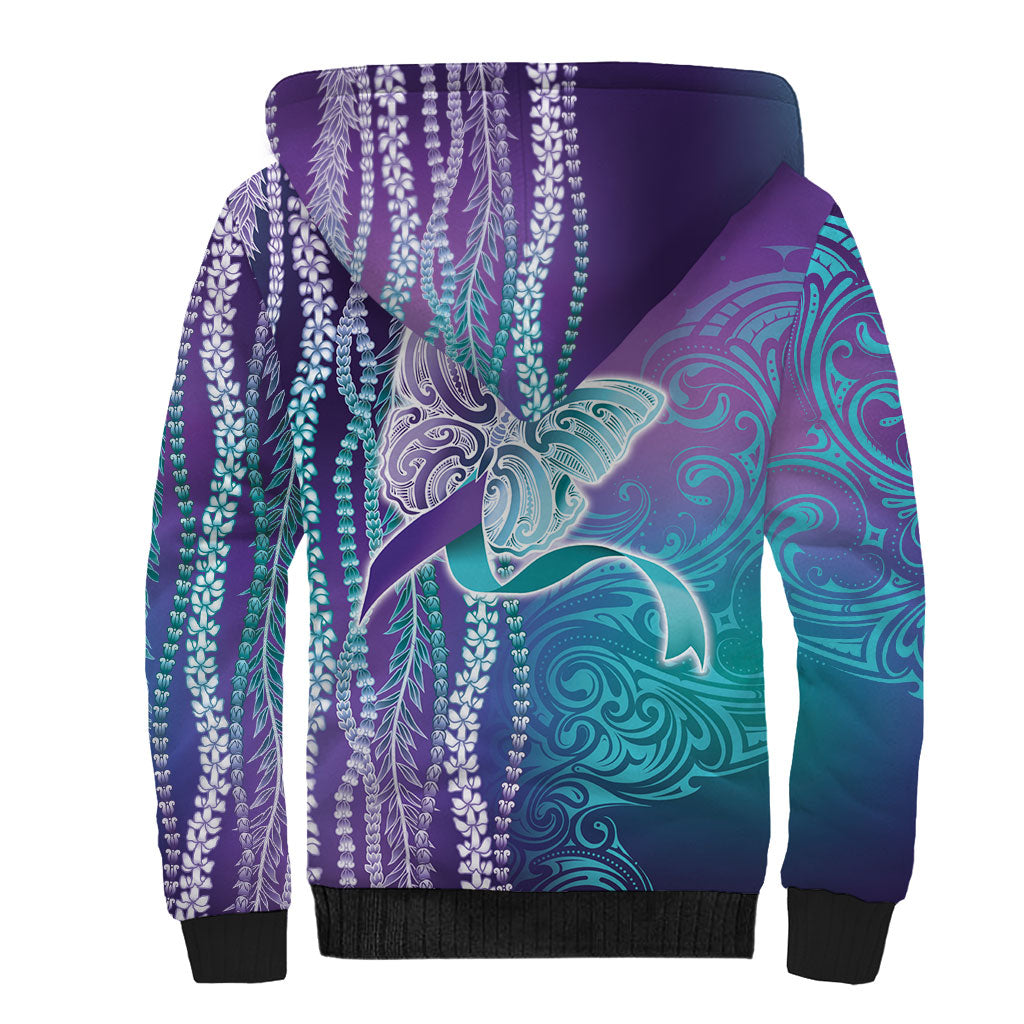 You Matter Suicide Prevention Support Sherpa Hoodie Maile Pikake Lokelani Crown Flower Lei Inspired