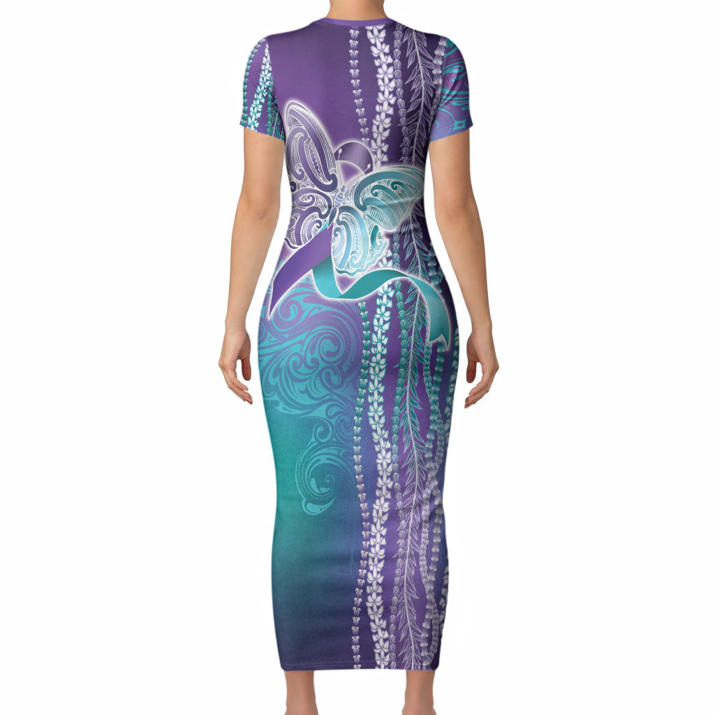 You Matter Suicide Prevention Support Short Sleeve Bodycon Dress Maile Pikake Lokelani Crown Flower Lei Inspired