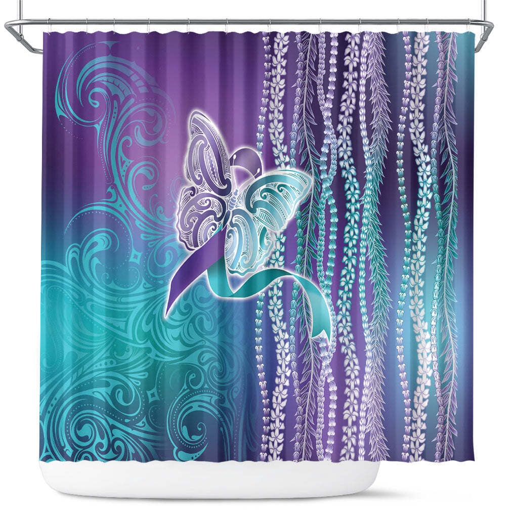 You Matter Suicide Prevention Support Shower Curtain Maile Pikake Lokelani Crown Flower Lei Inspired