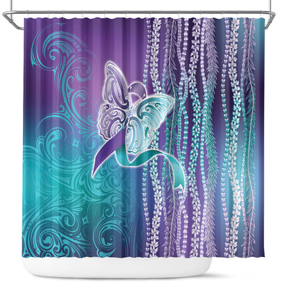 You Matter Suicide Prevention Support Shower Curtain Maile Pikake Lokelani Crown Flower Lei Inspired