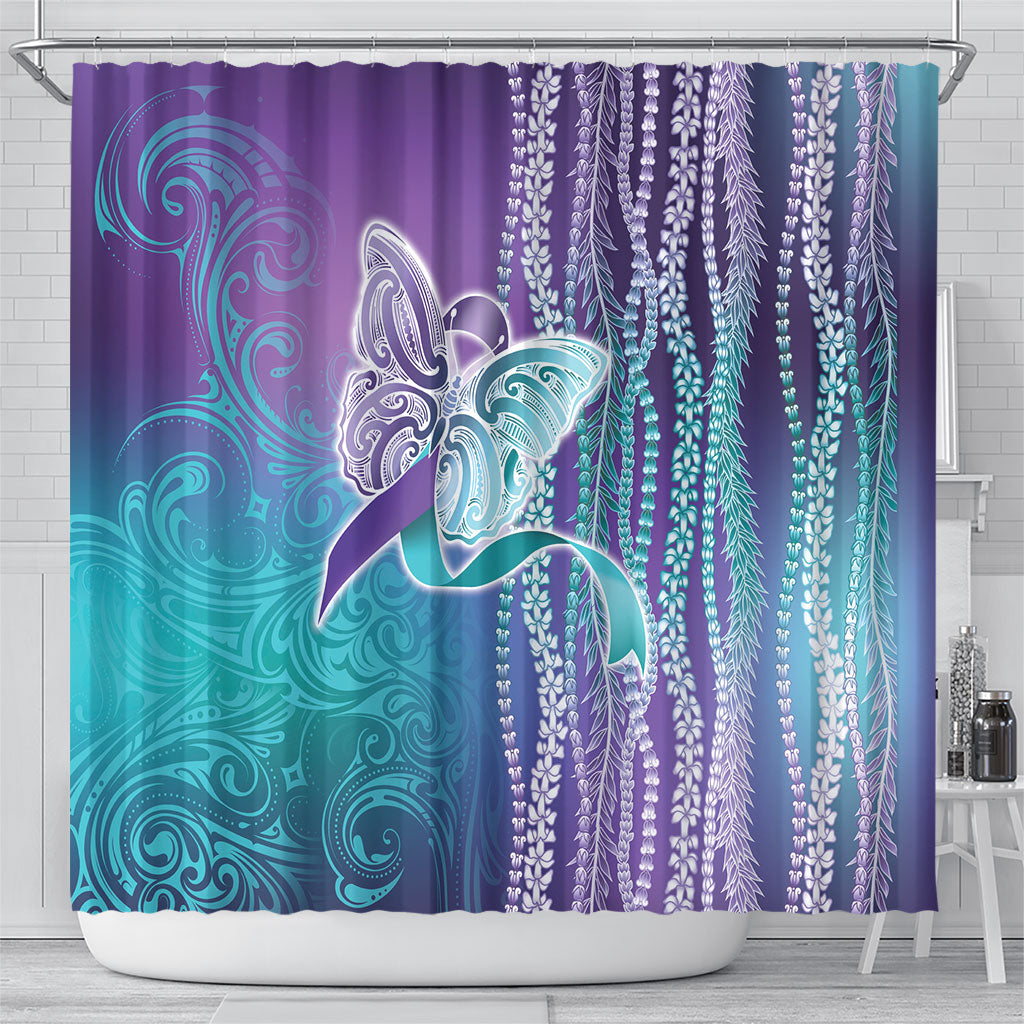You Matter Suicide Prevention Support Shower Curtain Maile Pikake Lokelani Crown Flower Lei Inspired