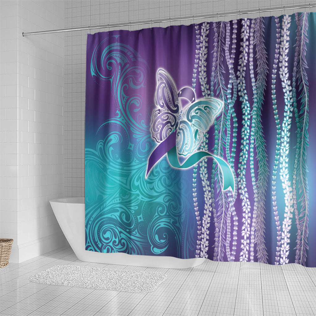 You Matter Suicide Prevention Support Shower Curtain Maile Pikake Lokelani Crown Flower Lei Inspired