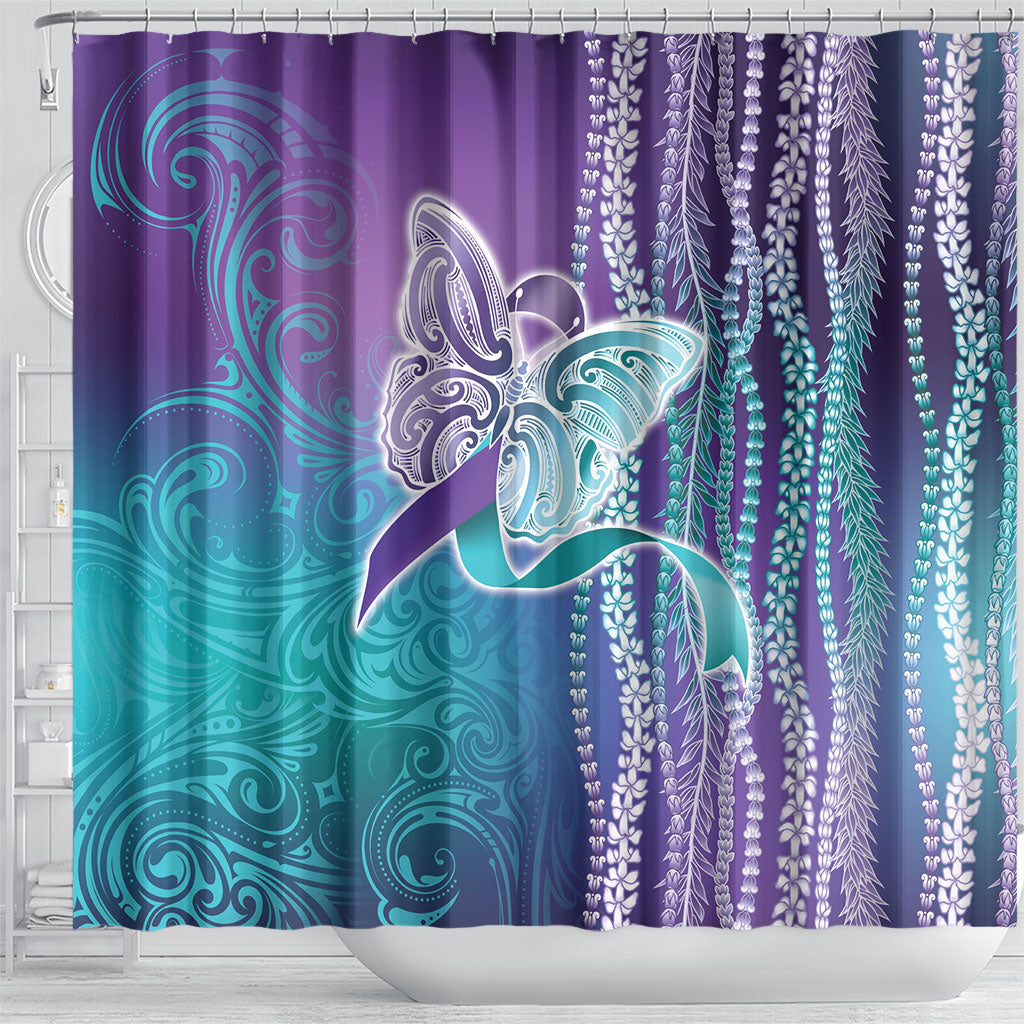 You Matter Suicide Prevention Support Shower Curtain Maile Pikake Lokelani Crown Flower Lei Inspired