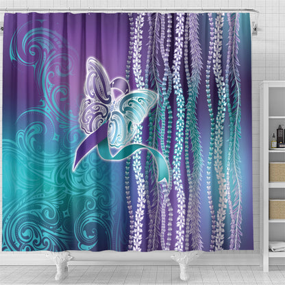 You Matter Suicide Prevention Support Shower Curtain Maile Pikake Lokelani Crown Flower Lei Inspired