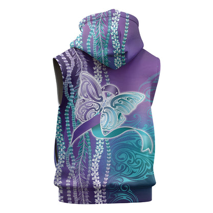 You Matter Suicide Prevention Support Sleeveless Hoodie Maile Pikake Lokelani Crown Flower Lei Inspired