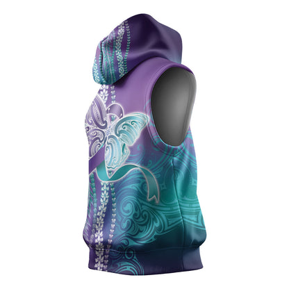 You Matter Suicide Prevention Support Sleeveless Hoodie Maile Pikake Lokelani Crown Flower Lei Inspired