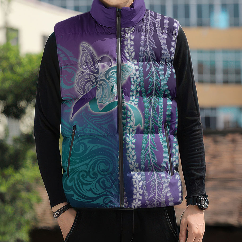 You Matter Suicide Prevention Support Sleeveless Puffer Jacket Maile Pikake Lokelani Crown Flower Lei Inspired