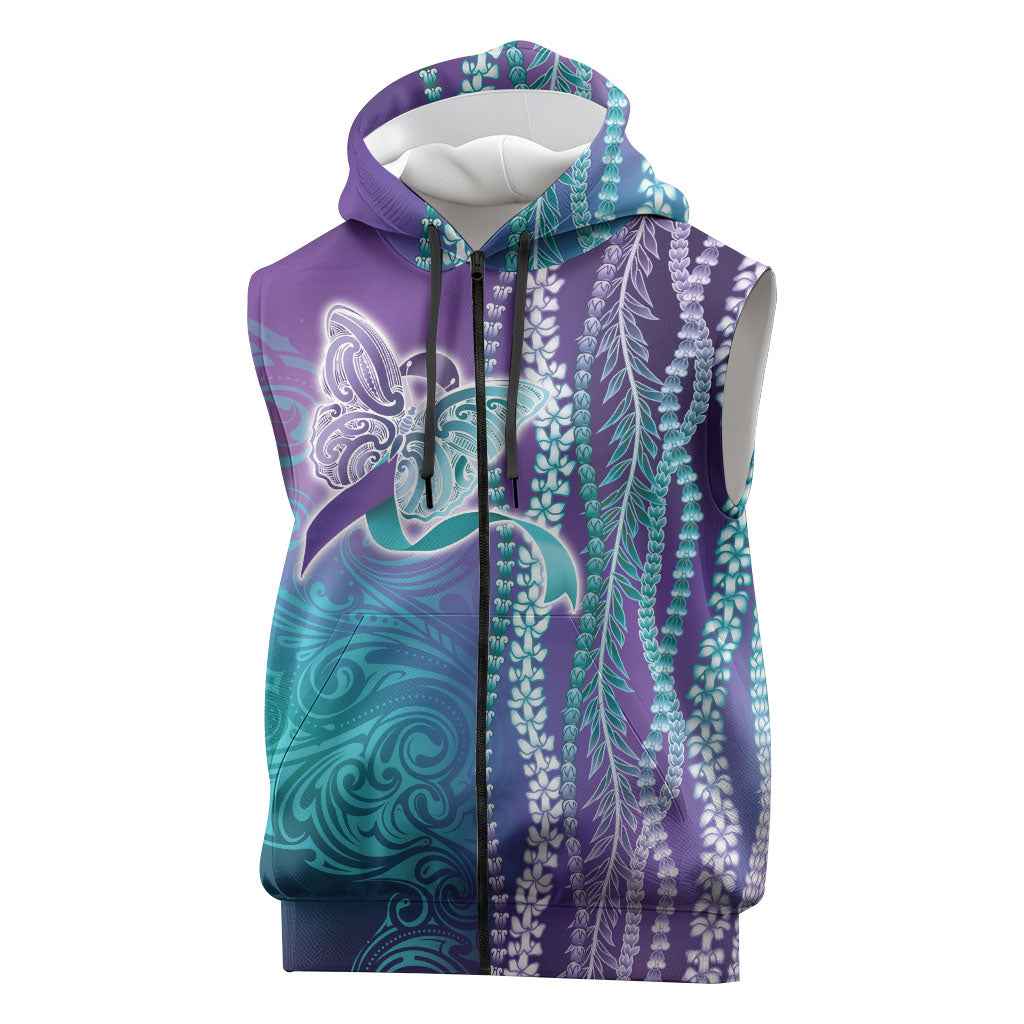 You Matter Suicide Prevention Support Sleeveless Zip Hoodie Maile Pikake Lokelani Crown Flower Lei Inspired
