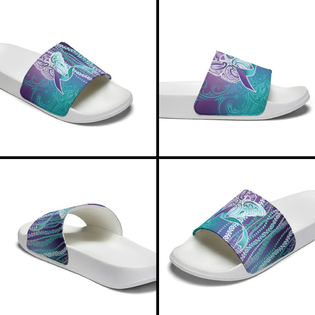 You Matter Suicide Prevention Support Slide Sandals Maile Pikake Lokelani Crown Flower Lei Inspired