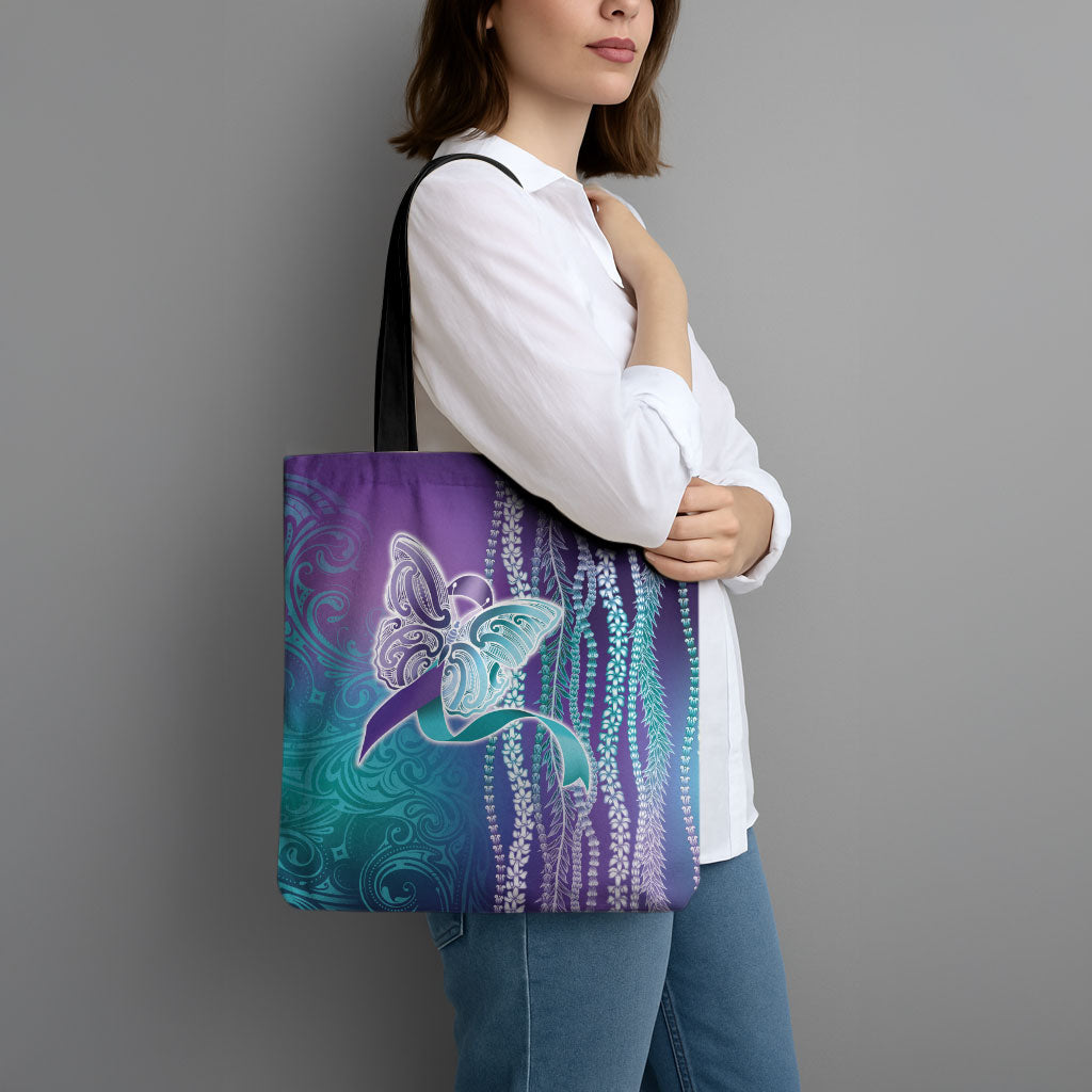 You Matter Suicide Prevention Support Tote Bag Maile Pikake Lokelani Crown Flower Lei Inspired