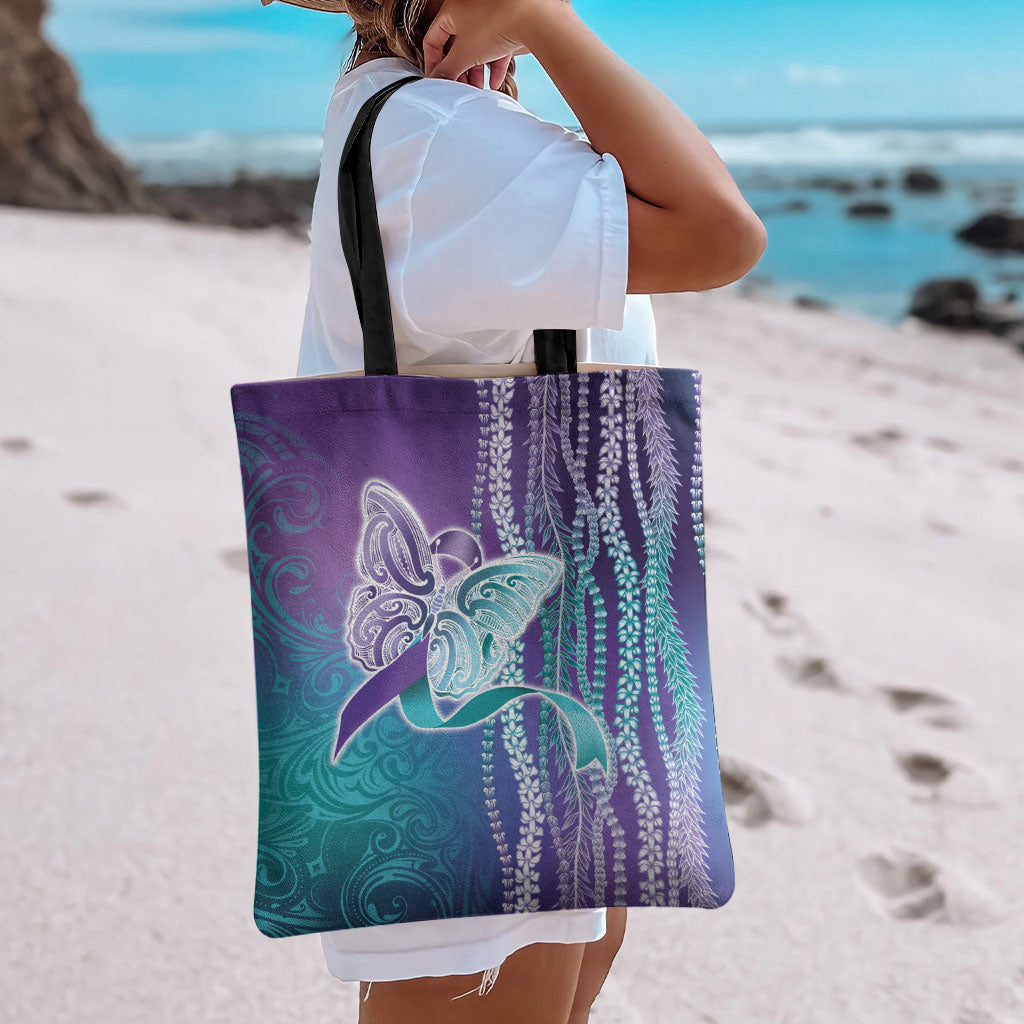 You Matter Suicide Prevention Support Tote Bag Maile Pikake Lokelani Crown Flower Lei Inspired