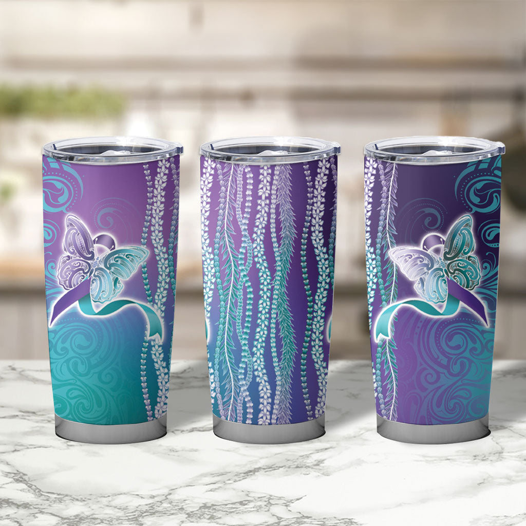 You Matter Suicide Prevention Support Tumbler Cup Maile Pikake Lokelani Crown Flower Lei Inspired