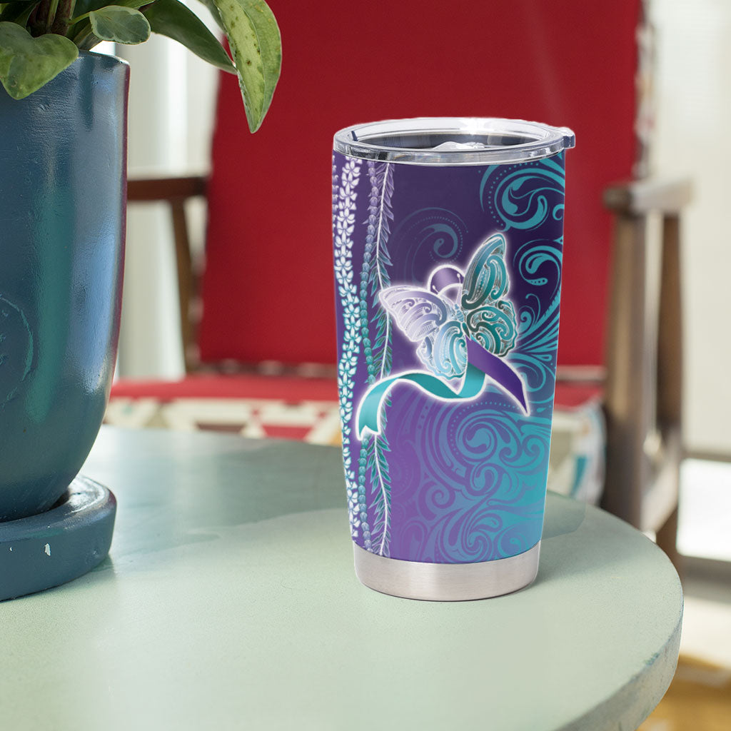 You Matter Suicide Prevention Support Tumbler Cup Maile Pikake Lokelani Crown Flower Lei Inspired