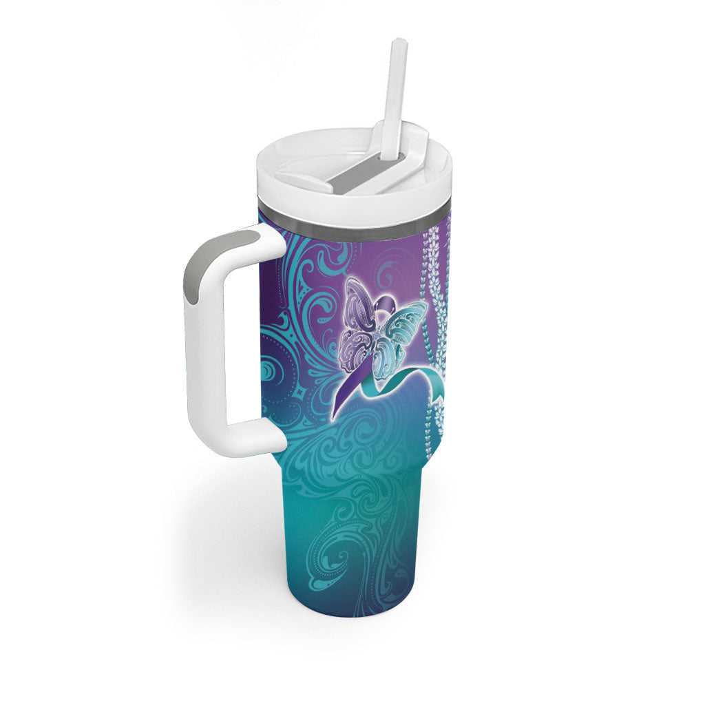You Matter Suicide Prevention Support Tumbler With Handle Maile Pikake Lokelani Crown Flower Lei Inspired