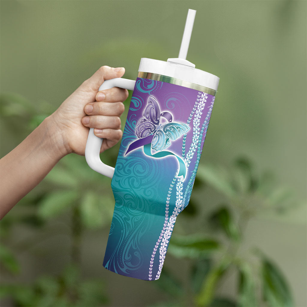 You Matter Suicide Prevention Support Tumbler With Handle Maile Pikake Lokelani Crown Flower Lei Inspired