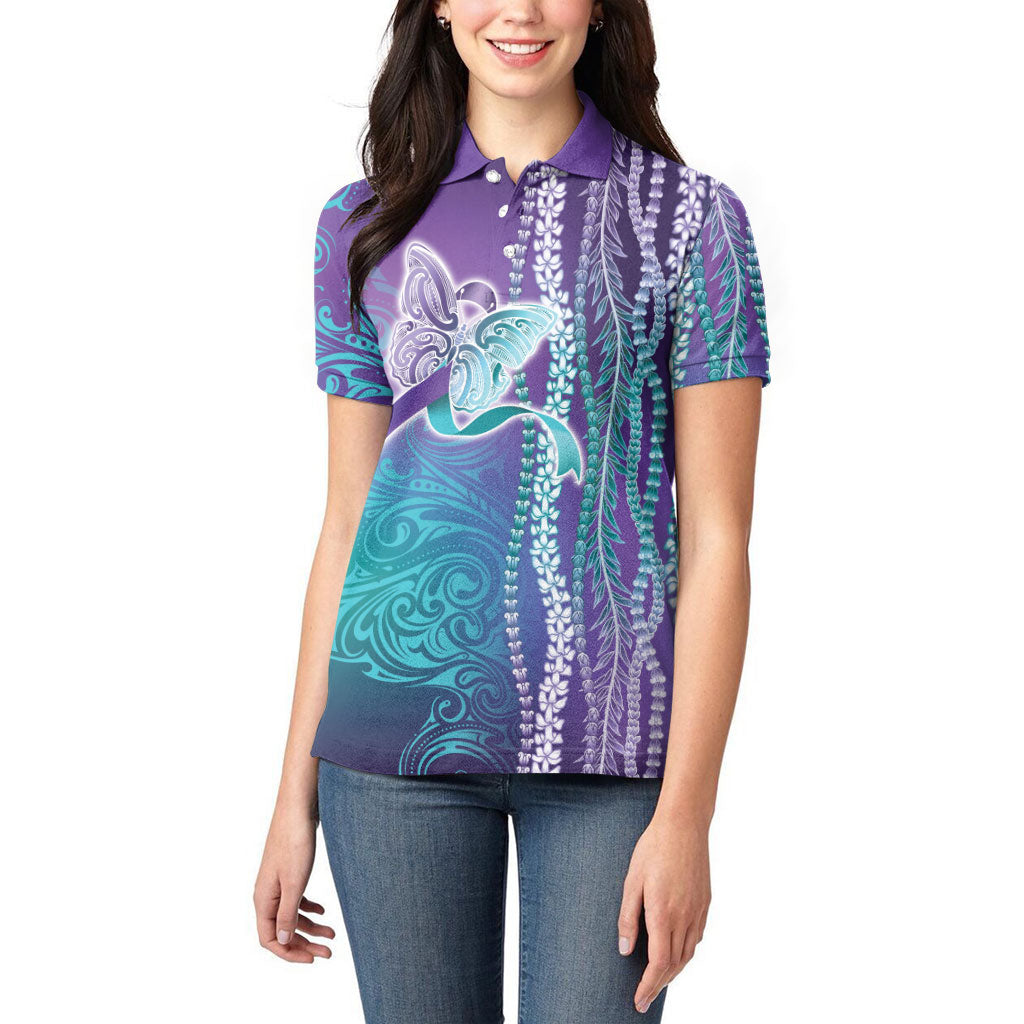 You Matter Suicide Prevention Support Women Polo Shirt Maile Pikake Lokelani Crown Flower Lei Inspired