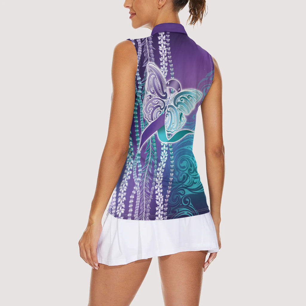 You Matter Suicide Prevention Support Women Sleeveless Polo Shirt Maile Pikake Lokelani Crown Flower Lei Inspired